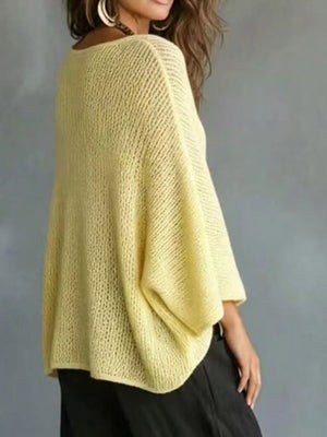 V-neck Batwing Sleeve Sweater in White, view 12