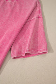 Solid Color Cotton Mineral Washed Oversize Tee in Mint Blue, editorial view