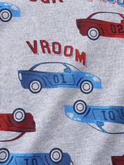 Playful Car Print Toddler Tee And Shorts Set