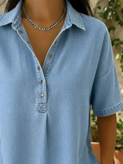 Snap Down Short Sleeve Blouse, side view