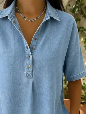 Snap Down Short Sleeve Blouse, side view