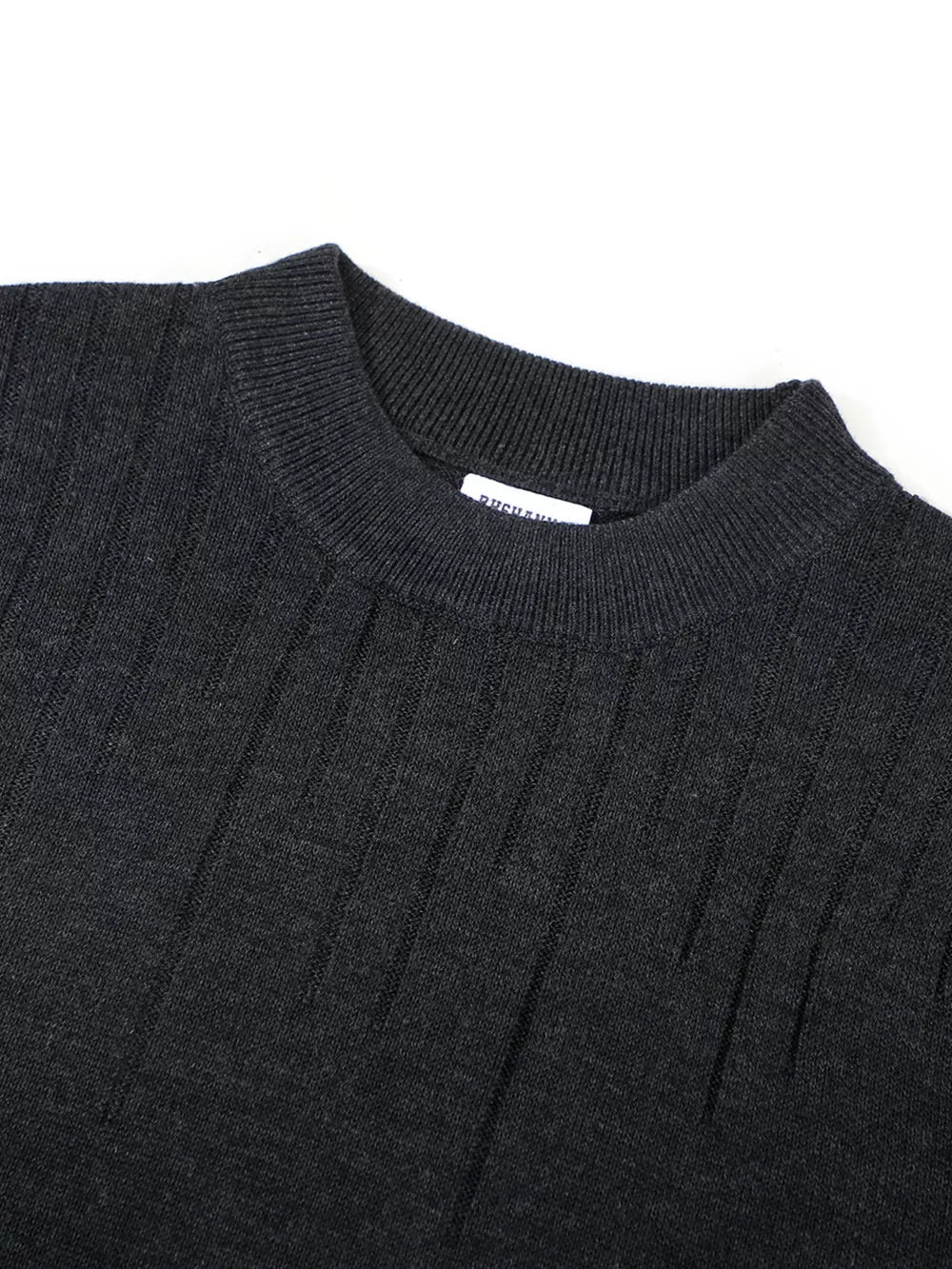 Men's Mock Neck Short Sleeve Knit Top in Khaki, model styling view