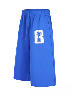 Men's Number 8 Wide Leg Capris in Blue, side view