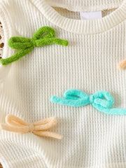 Children's Bow Tank And Denim Shorts Set in Blue, side view