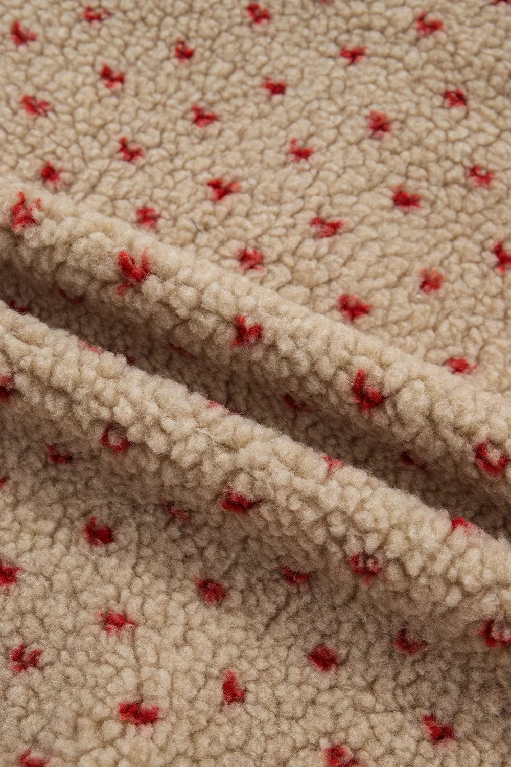 Heart Pattern Fleece Colorblock Collar Sweatshirt in Camel, view 11