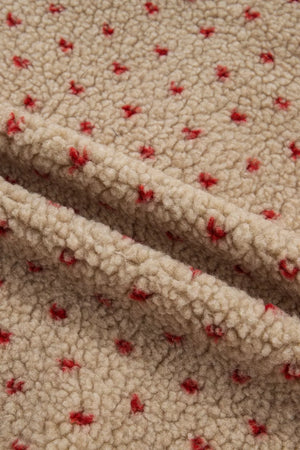 Heart Pattern Fleece Colorblock Collar Sweatshirt in Camel, view 11