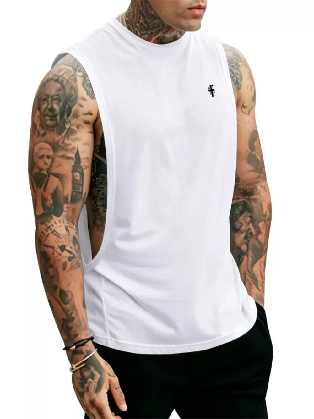 Men's Full Size Round Neck Tank Top Plus Size in Apricot, view 18