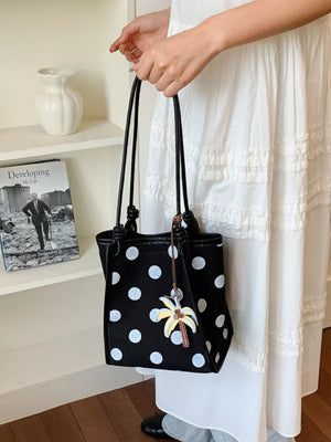 Polka Dot Shoulder Bag in Black, side view