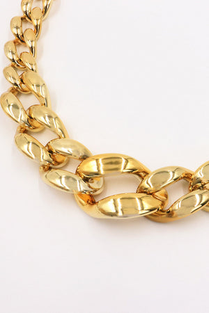Gold chunky chain belt with large oval links