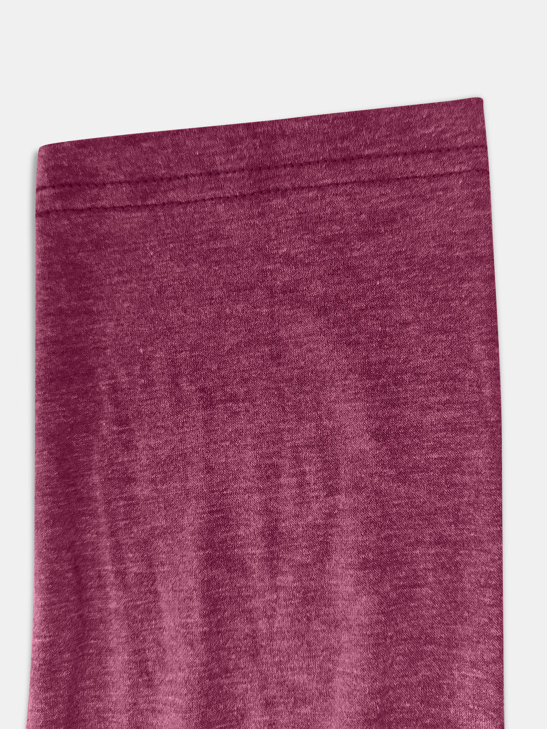 Buttoned henley slouch tee in cerise heather fabric with visible stitching detail.