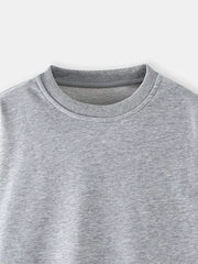 Gray crew-neck sweatshirt for kids with ribbed neckline and cuffs.