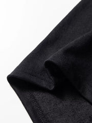 black t-shirt with ribbed sleeves and long sleeve