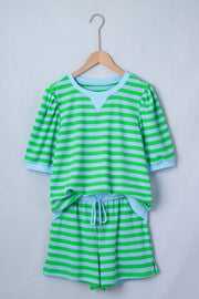 Puff Sleeve Colorblock Two-piece Set