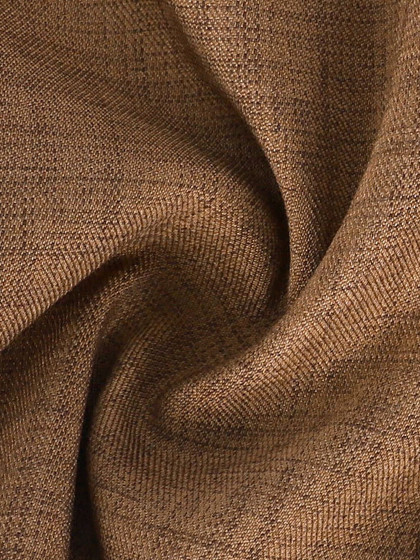 Brown wide leg jumpsuit fabric detail, textured weave