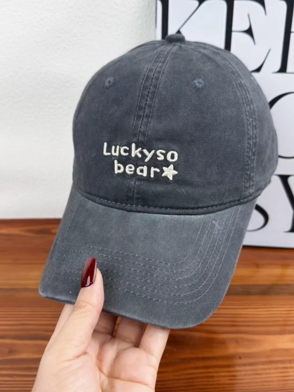 Bear Embroidered Baseball Cap, alternate angle
