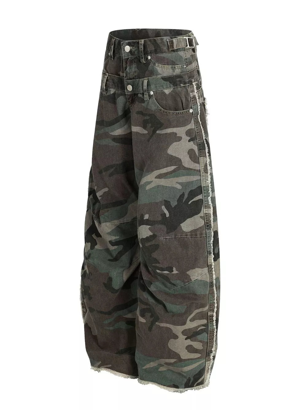 Men's Camouflage Wide-leg Sweatpants in Green Camouflage, side view