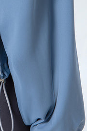 Light blue active jacket with gathered hemline detail and drawstring