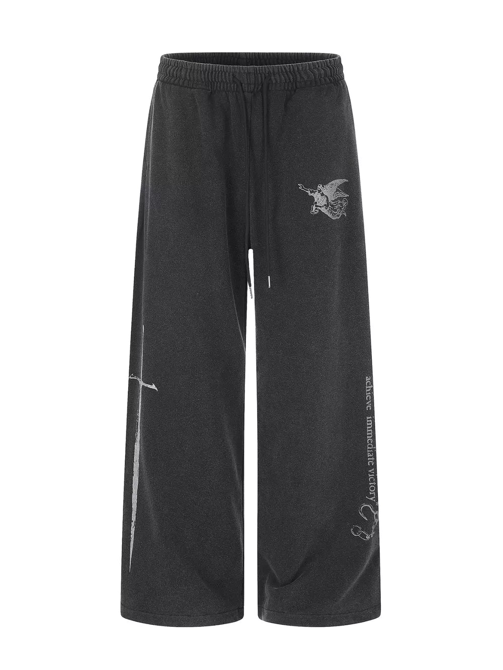 Men's Drawstring Wide-leg Sweatpants, front view
