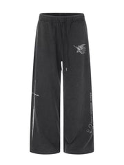 Men's Drawstring Wide-leg Sweatpants, front view
