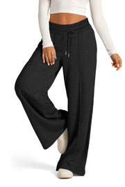 Dark Gray Seamed Palazzo Lounge Trousers with drawstring waist and wide leg