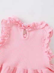 Children's Bow Waffle Knit Top And Pants Set, back view