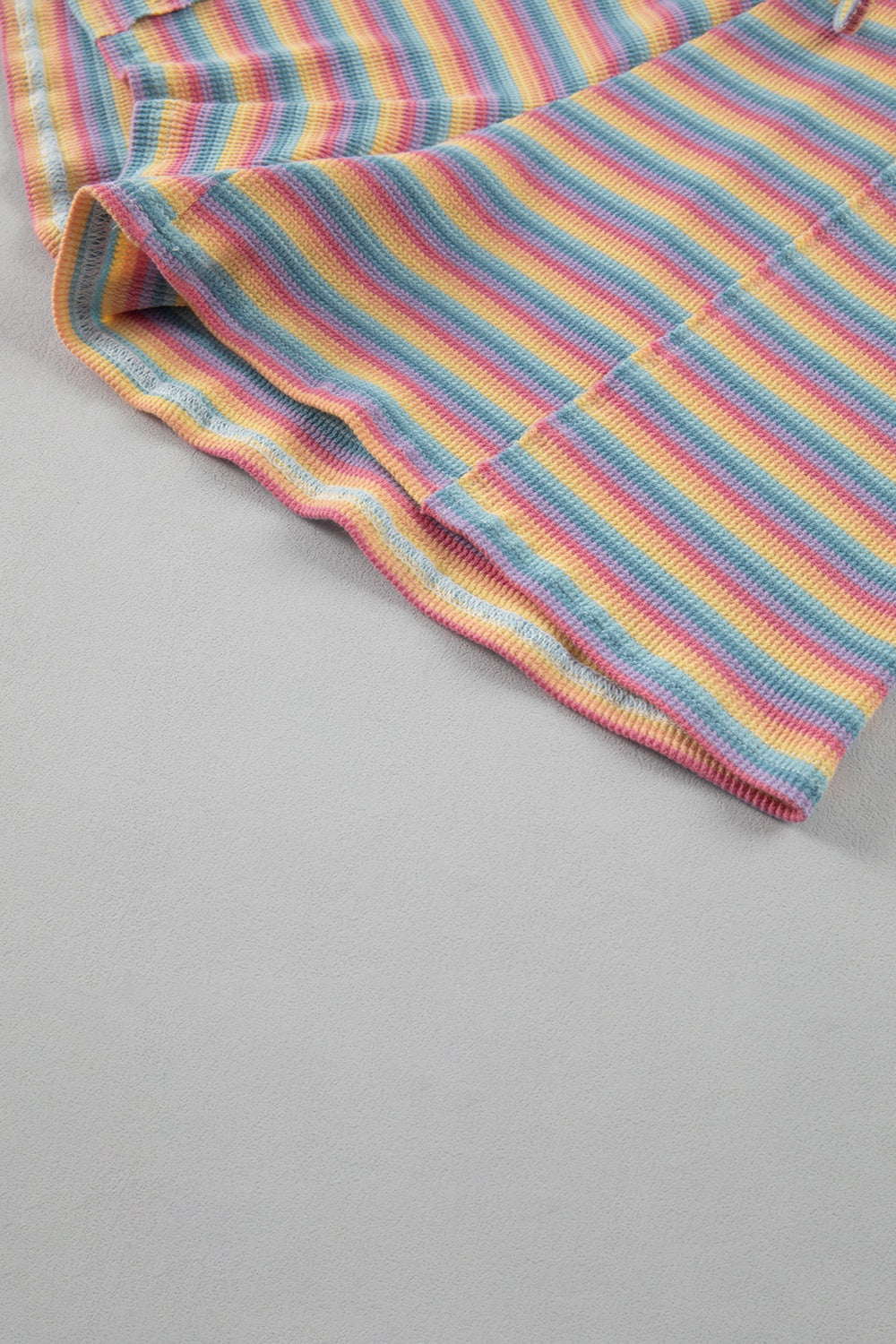 Rainbow stripe cotton loungewear set with tassel detail