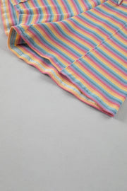 Rainbow stripe cotton loungewear set with tassel detail