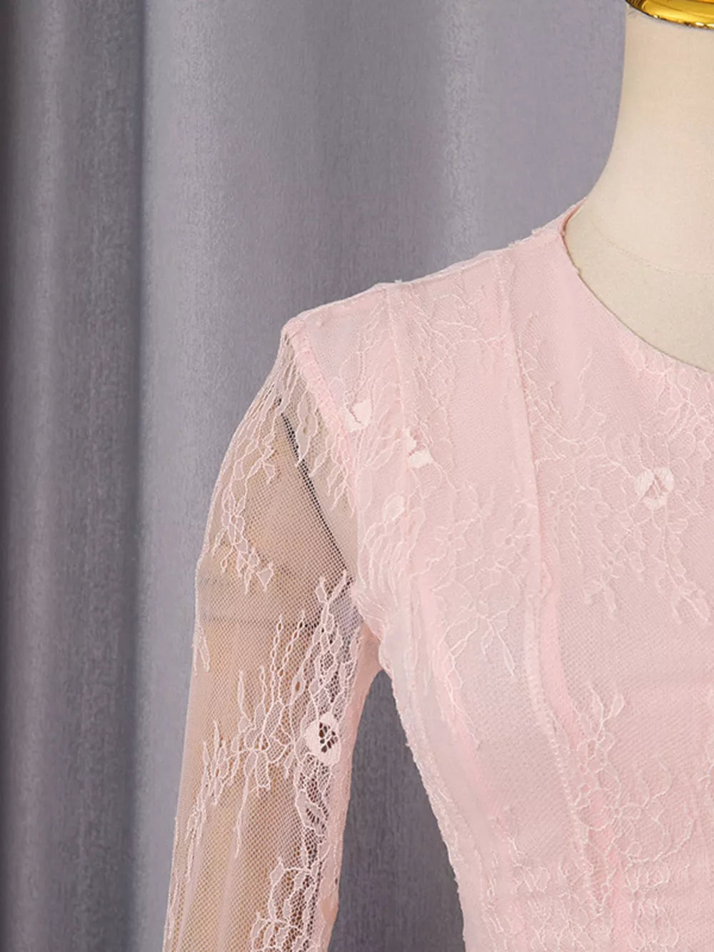 Lace Flare Sleeve Mini Dress in Pink, view 14