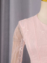Lace Flare Sleeve Mini Dress in Pink, view 14