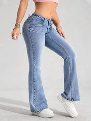 Washed Flare Leg Jeans, side view