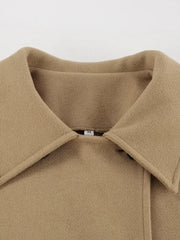 Oversized Lapel Collar Button-down Coat in Brown, view 17