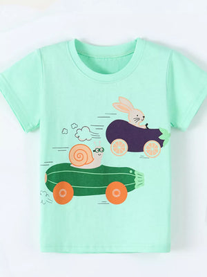 Children's Snail And Bunny Race Graphic T-shirt, side view