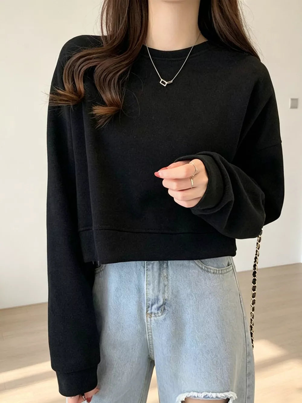 Crew Neck Drop Shoulder Sweatshirt, view 26