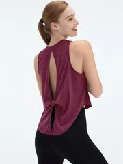 Cutout Back Active Tank With Tie Detail