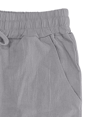 Grey men's sweatpants with drawstring waist and side pockets