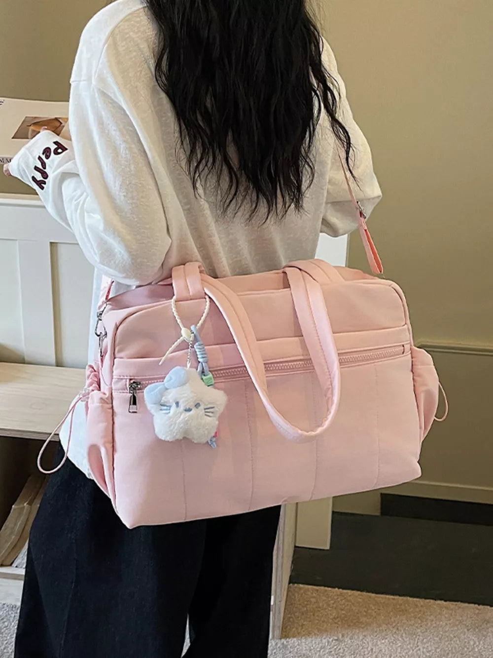 Sleek Nylon Medium Duffel Bag