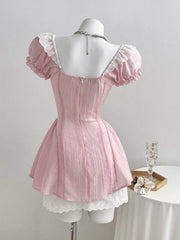 Lace Detail Cap Sleeve Mini Dress, model styling view