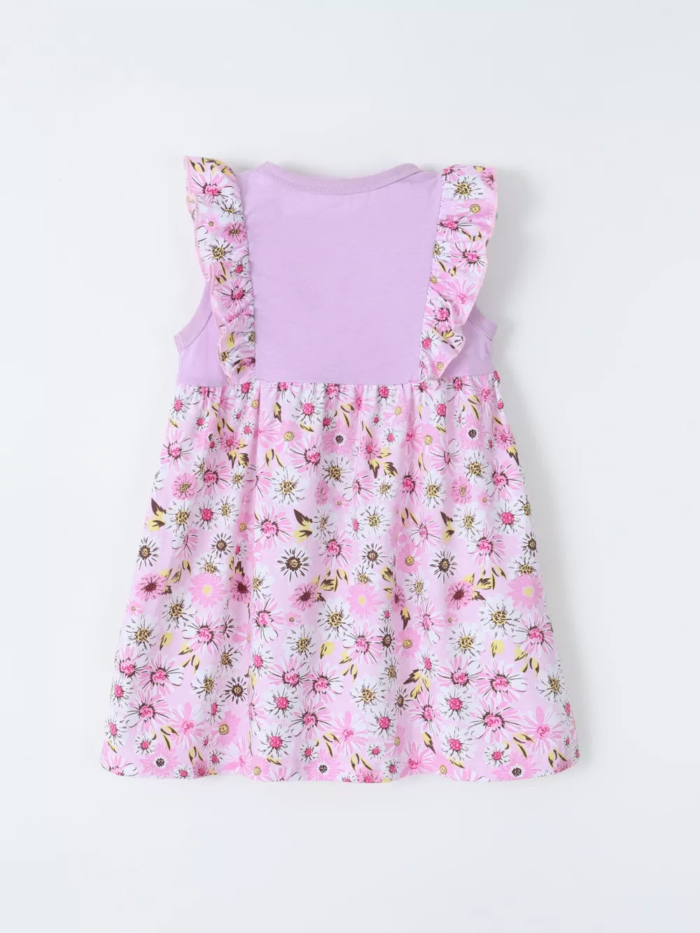 Children's Floral Ruffle Sleeve Dress, back view