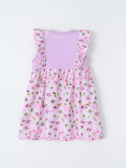 Children's Floral Ruffle Sleeve Dress, back view