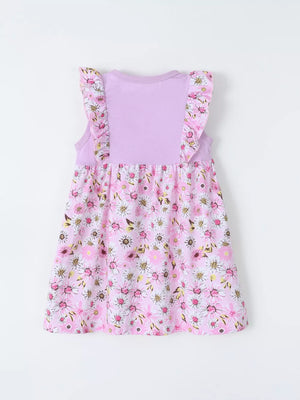 Children's Floral Ruffle Sleeve Dress, back view