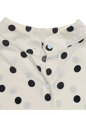 Polka Dot Button-up Shirt in Beige, product detail