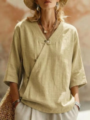 Surplice 3/4 Sleeve Blouse, front view