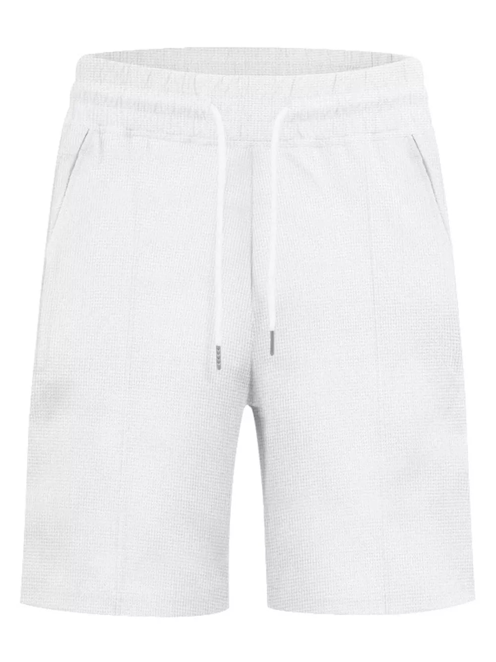 White casual shorts with drawstring and lace-up detail