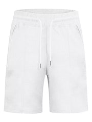 White casual shorts with drawstring and lace-up detail