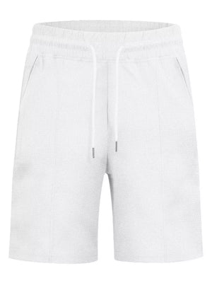 White casual shorts with drawstring and lace-up detail