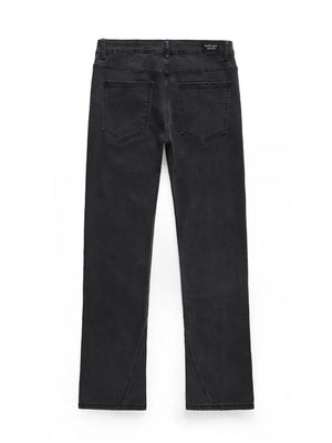 Black wash bootcut jeans with split hem detail