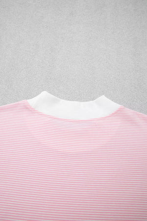 Striped Long Sleeve Top And Pants Set in Blush Pink, product detail
