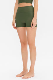 Ribbed sculpting active shorts in matcha green with a high waist.