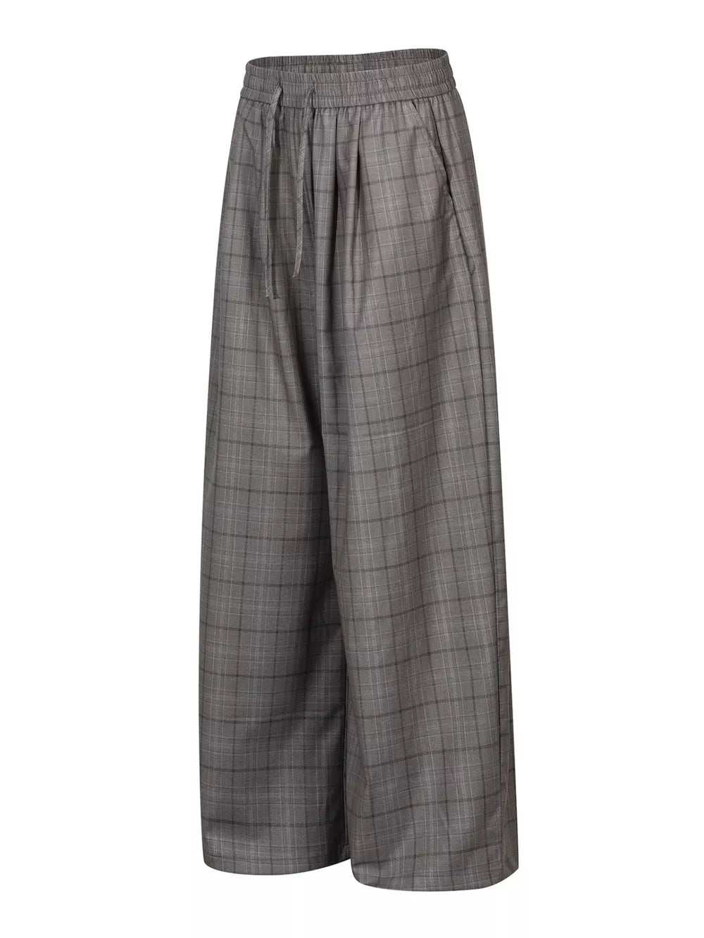 Men's Plaid Wide-leg Pants in Gray, side view