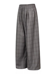 Men's Plaid Wide-leg Pants in Gray, side view